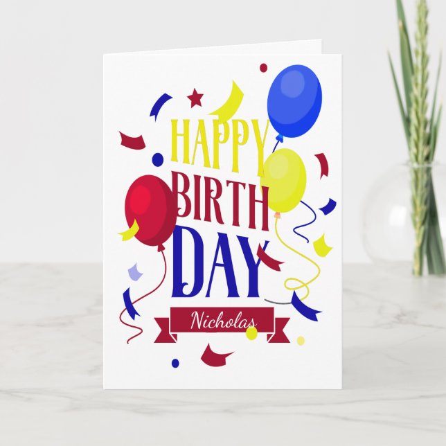 Cartes Pour Fêtes Annuelles Joyeux Anniversaire Nom Personnalisé Pour N'Import (Devant)