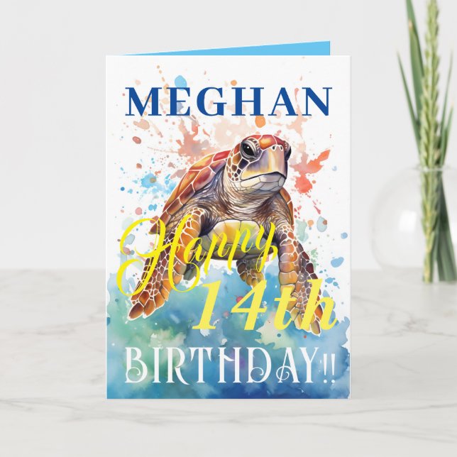 Cartes Pour Fêtes Annuelles Joyeux Anniversaire Océan Mignon Et Tortue (Devant)