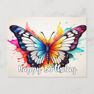 Cartes Pour Fêtes Annuelles Joyeux anniversaire papillon coloré aquarelle Art