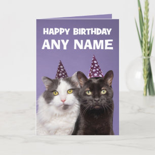 Cartes Pour Fêtes Annuelles Joyeux Anniversaire Personnalisé Nom Drôle Chats e