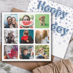 Cartes Pour Fêtes Annuelles Joyeux Anniversaire Photo Collage & Balloon Texte