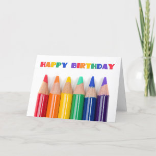 Cartes Pour Fêtes Annuelles Joyeux Anniversaire Pour N'Importe Qui Crayons Arc