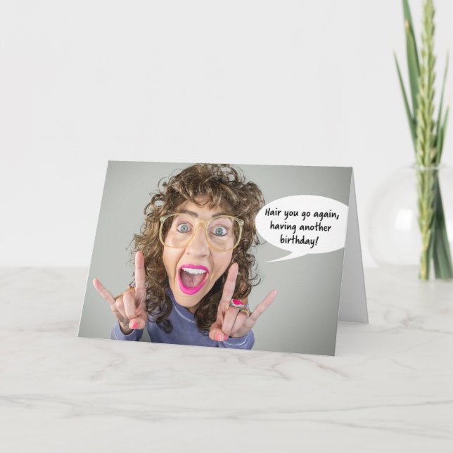 Cartes Pour Fêtes Annuelles Joyeux Anniversaire pour tous Big Hair 80s Humour (Devant)