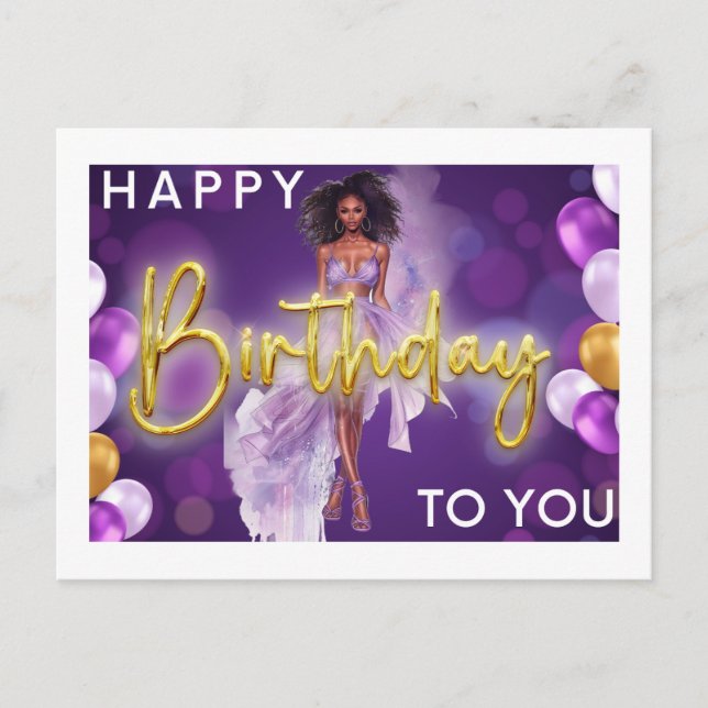 Cartes Pour Fêtes Annuelles Joyeux Anniversaire Pour Vous Melanin Sista Black  (Devant)