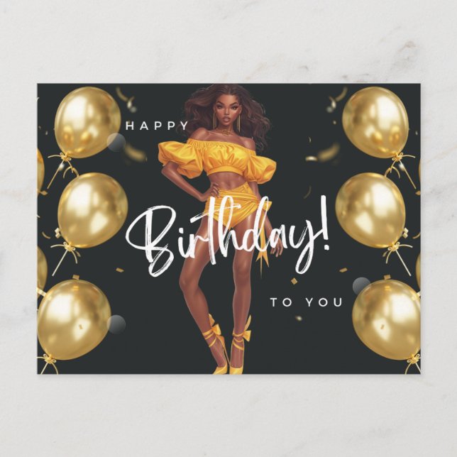 Cartes Pour Fêtes Annuelles Joyeux Anniversaire Pour Vous Melanin Sista Black  (Devant)