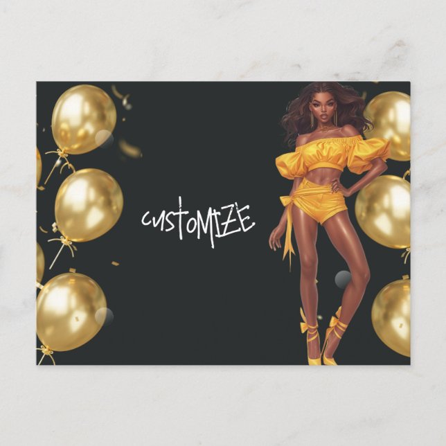 Cartes Pour Fêtes Annuelles Joyeux Anniversaire Pour Vous Melanin Sista Black  (Devant)