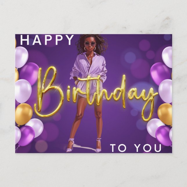 Cartes Pour Fêtes Annuelles Joyeux Anniversaire Pour Vous Melanin Sista Black  (Devant)