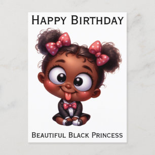 Cartes Pour Fêtes Annuelles Joyeux anniversaire princesse noire peau brune mel