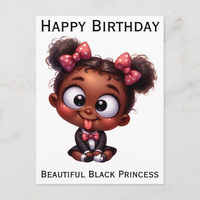 Cartes Pour Fêtes Annuelles Joyeux anniversaire princesse noire peau brune mel (Devant)