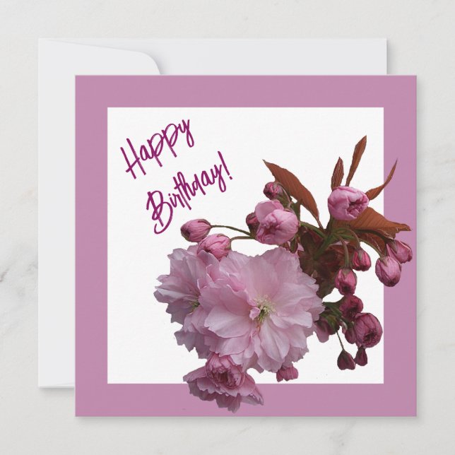 Cartes Pour Fêtes Annuelles Joyeux anniversaire rose cerisier fleurie art (Devant)