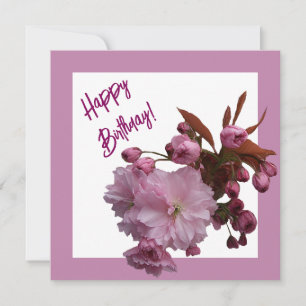 Cartes Pour Fêtes Annuelles Joyeux anniversaire rose cerisier fleurie art