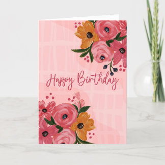 Cartes Pour Fêtes Annuelles Joyeux Anniversaire rose et orange