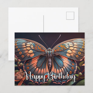 Cartes Pour Fêtes Annuelles Joyeux Anniversaire Rustique Beau Papillon Art