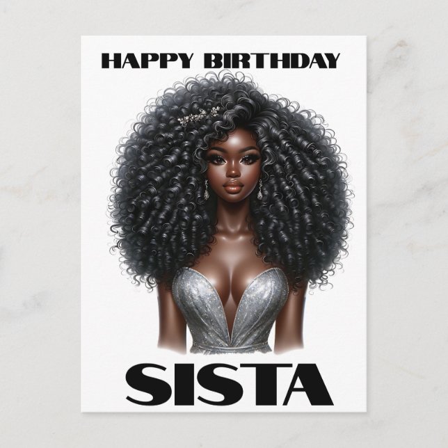 Cartes Pour Fêtes Annuelles Joyeux anniversaire Sista femme noire reines melan (Devant)