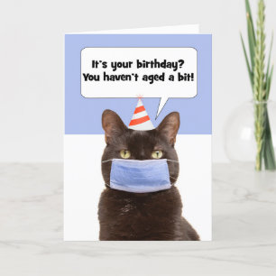 Cartes Pour Fêtes Annuelles Joyeux Anniversaire Snarky Chat dans Masque Visage