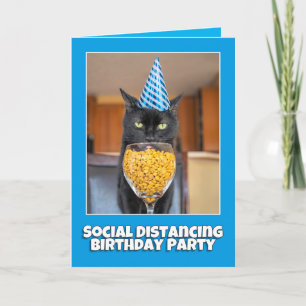 Cartes Pour Fêtes Annuelles Joyeux anniversaire Social Distancing Humour Chat