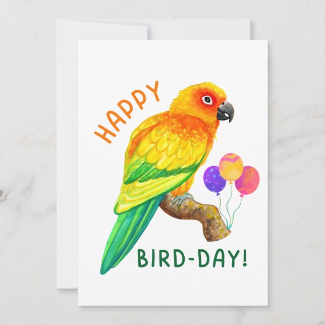 Cartes Pour Fêtes Annuelles Joyeux Anniversaire Soleil Conure Parrot Oiseau Am (Devant)