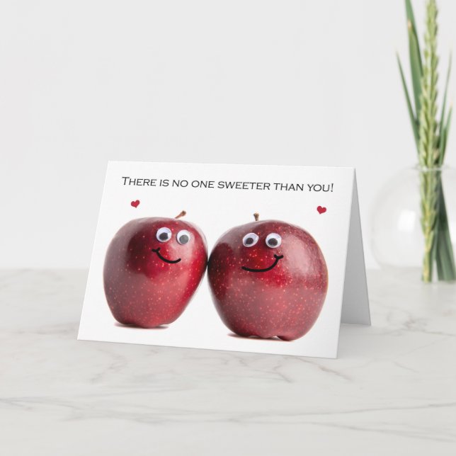 Cartes Pour Fêtes Annuelles Joyeux Anniversaire Sweet Apple Couple Humour (Devant)