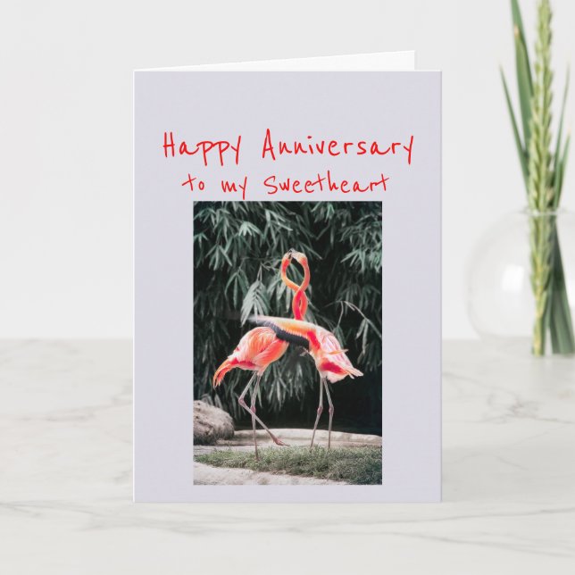 Cartes Pour Fêtes Annuelles Joyeux Anniversaire Sweet Romantique Flamant rose  (Devant)