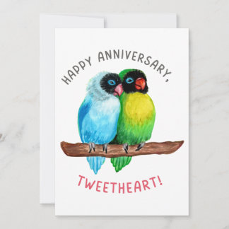 Cartes Pour Fêtes Annuelles Joyeux Anniversaire, Tweetheart ! Lovebird Couple