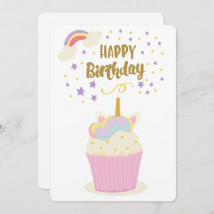 Cartes Pour Fêtes Annuelles Joyeux anniversaire Unicorn Cupcake