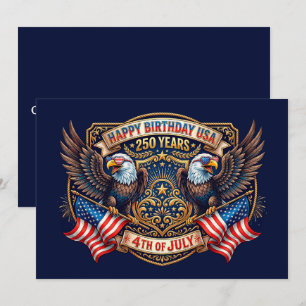 Cartes Pour Fêtes Annuelles Joyeux Anniversaire USA 250 Ans   Aigles Patriotiq