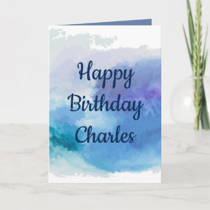 Cartes Pour Fêtes Annuelles Joyeux anniversaire Watercolor thème pour lui