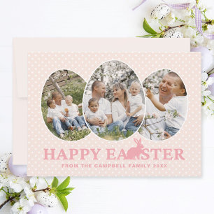 Cartes Pour Fêtes Annuelles Joyeux Apricot de Pâques Pink Bunny Famille Oeufs
