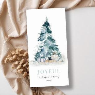 Cartes Pour Fêtes Annuelles Joyeux Aquarelle de neige Pine Noël Arbre cadeaux
