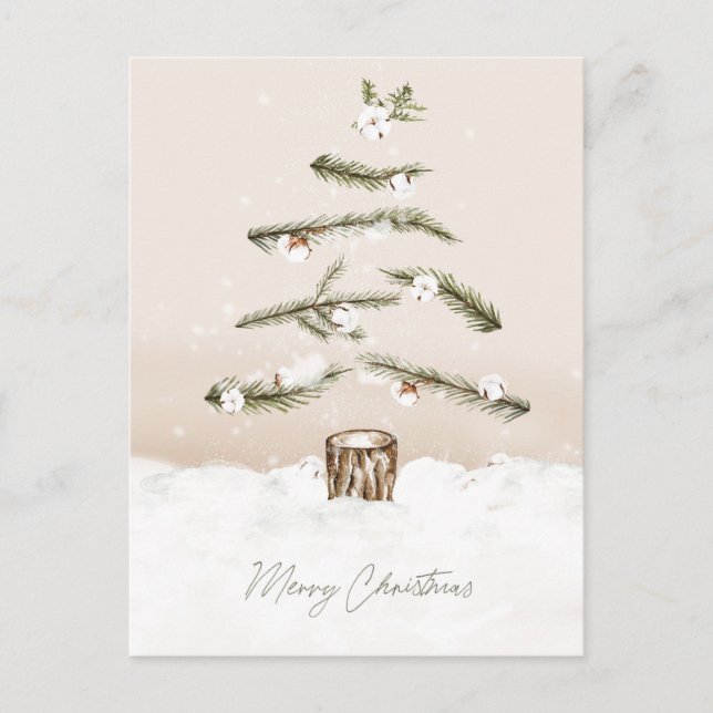 Cartes Pour Fêtes Annuelles Joyeux arbre de Noël aquarelle (Devant)