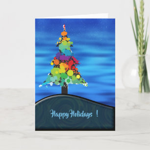 Cartes Pour Fêtes Annuelles Joyeux arbre de Noël de peinture Abstraite