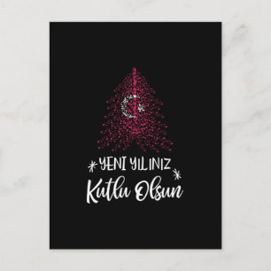 Cartes Pour Fêtes Annuelles Joyeux arbre de Noël du Nouvel An avec drapeau tur