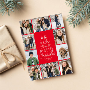 Cartes Pour Fêtes Annuelles Joyeux arbre de Noël fun 10 photo collage rouge