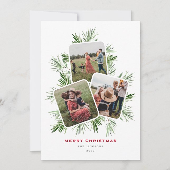 Cartes Pour Fêtes Annuelles Joyeux arbre de Noël Multi Photo (Devant)