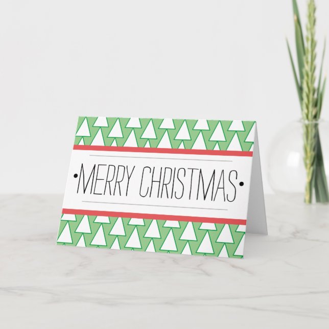 Cartes Pour Fêtes Annuelles Joyeux arbre de Noël rouge vert simple moderne (Devant)