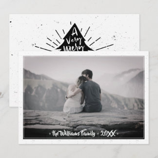 Cartes Pour Fêtes Annuelles Joyeux arbre de Noël Typographie de famille