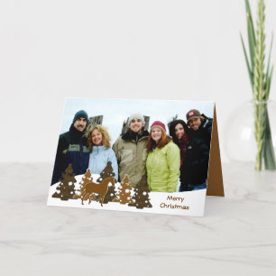 Cartes Pour Fêtes Annuelles Joyeux arbres de Noël & Cheval
