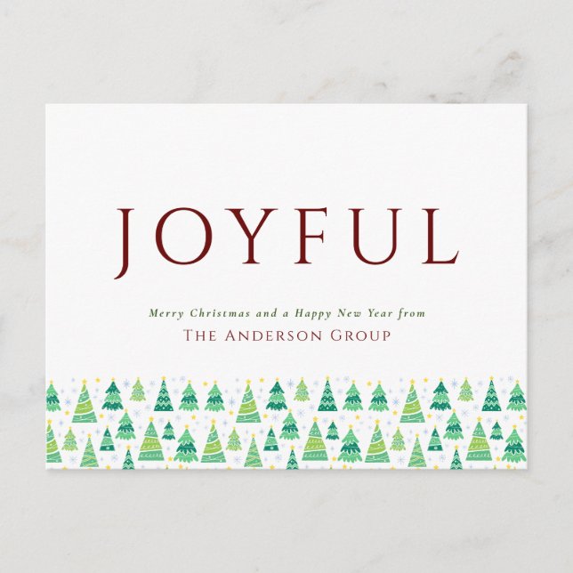 Cartes Pour Fêtes Annuelles Joyeux arbres de Noël Entreprise (Devant)