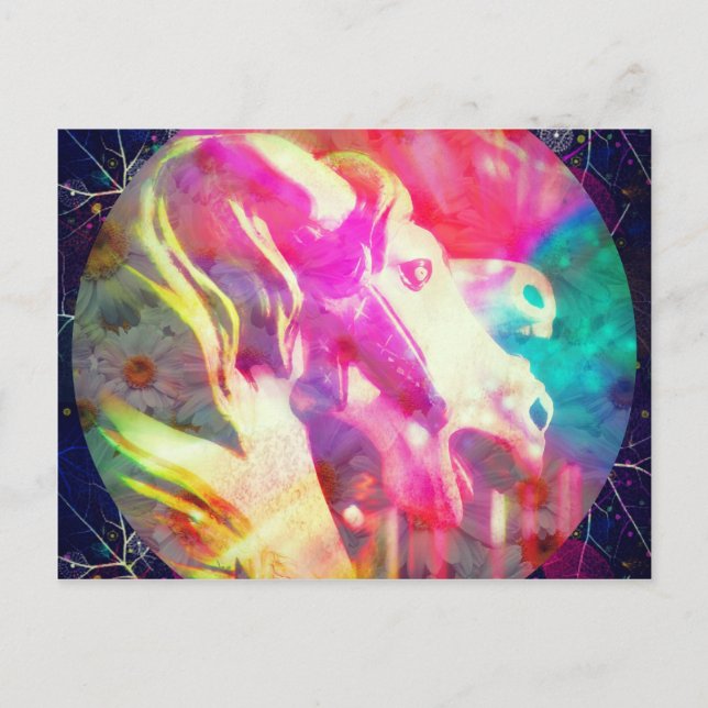 Cartes Pour Fêtes Annuelles Joyeux Art numérique Cheval rond (Devant)