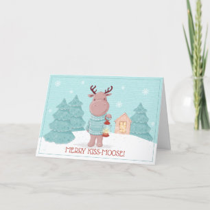 Cartes Pour Fêtes Annuelles Joyeux Baiser Élan Noël Drôle