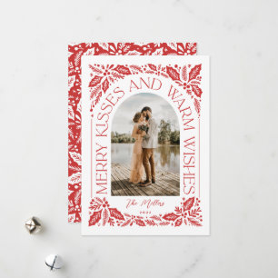 Cartes Pour Fêtes Annuelles Joyeux baisers et des souhaits chauds Berry Red Ph