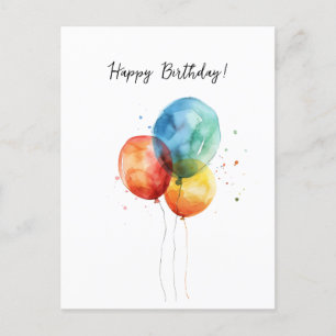 Cartes Pour Fêtes Annuelles Joyeux Ballons d'aquarelle d'anniversaire