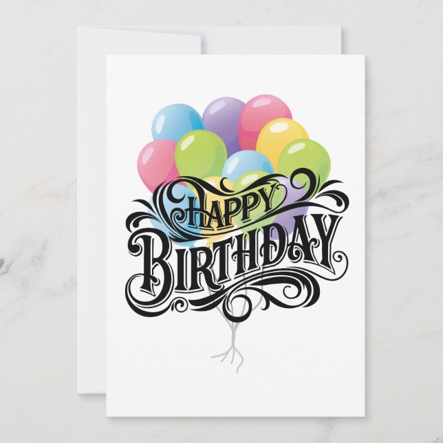 Cartes Pour Fêtes Annuelles Joyeux Balloons Rétro Card Anniversaire (Devant)