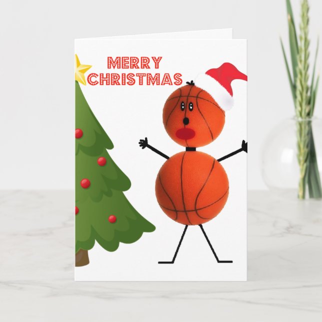 Cartes Pour Fêtes Annuelles Joyeux basket-ball de Noël (Devant)