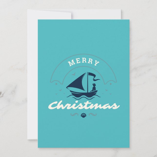 Cartes Pour Fêtes Annuelles Joyeux bateau de Noël (Devant)