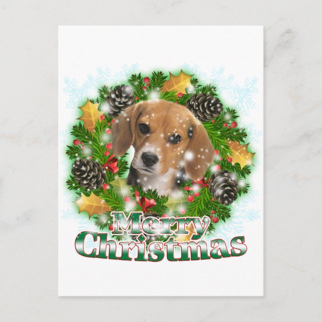 Cartes Pour Fêtes Annuelles Joyeux Beagle de Noël (Devant)