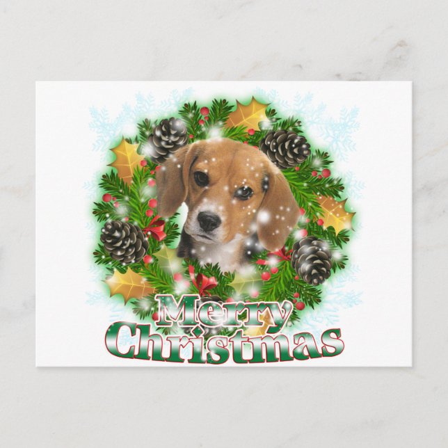 Cartes Pour Fêtes Annuelles Joyeux Beagle de Noël (Devant)