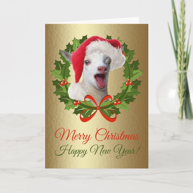 Cartes Pour Fêtes Annuelles Joyeux bébé de Noël Nain Nigerian Goat Kid (Devant)