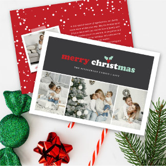 Cartes Pour Fêtes Annuelles Joyeux blocs de couleurs de Noël Photo moderne Col