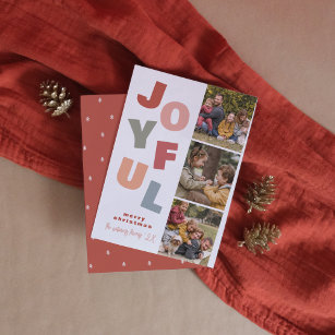 Cartes Pour Fêtes Annuelles Joyeux Boho Bold Multi 3 Photo Booth Noël
